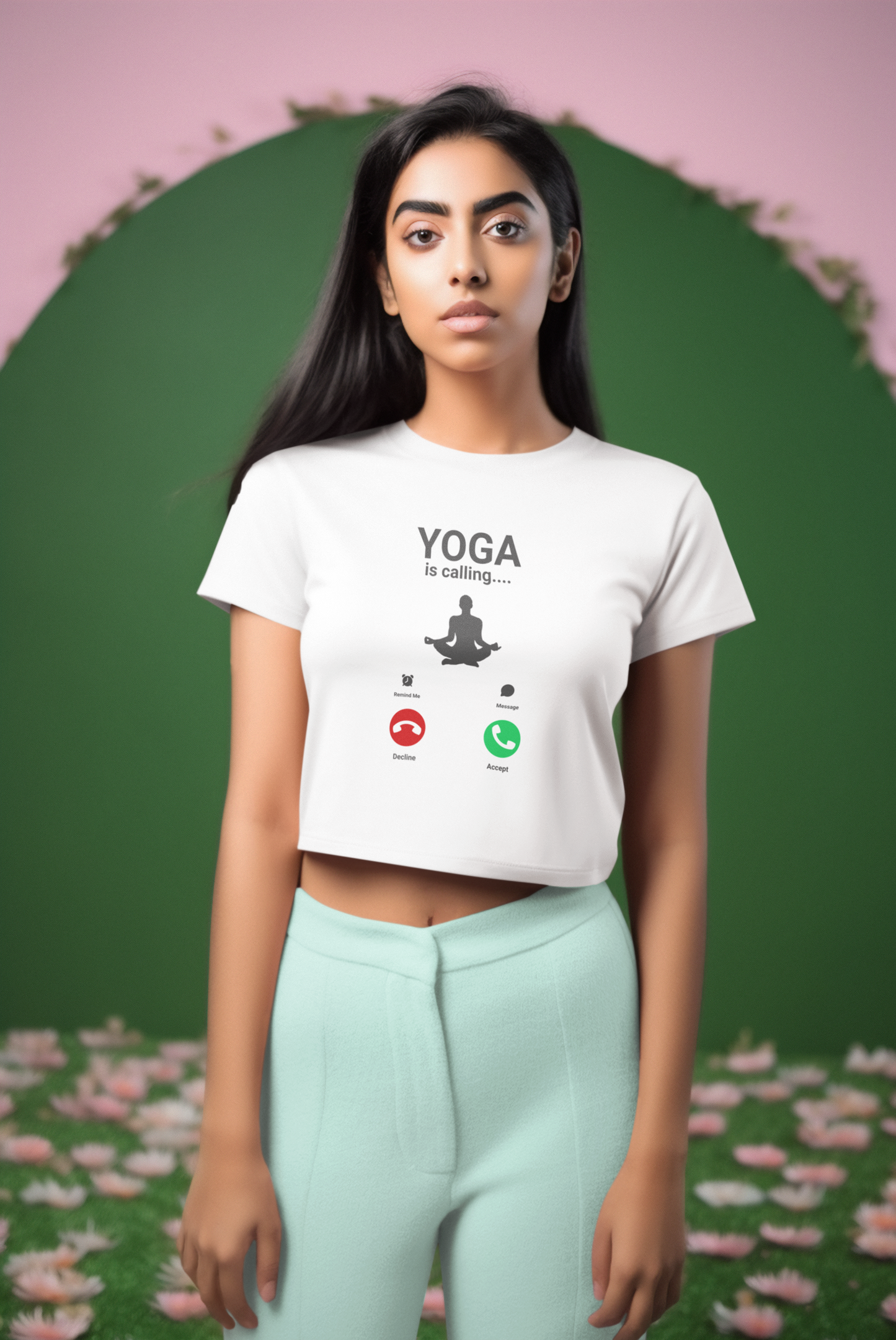 Ladies Cropped T-Shirt, Yoga is calling
