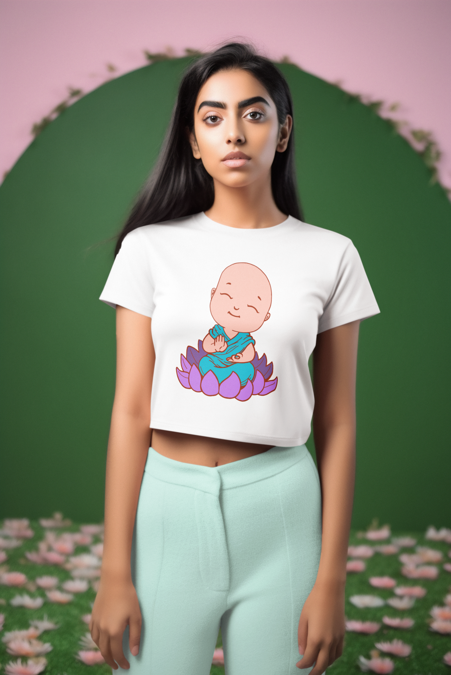 Ladies Cropped T-Shirt, Buddha