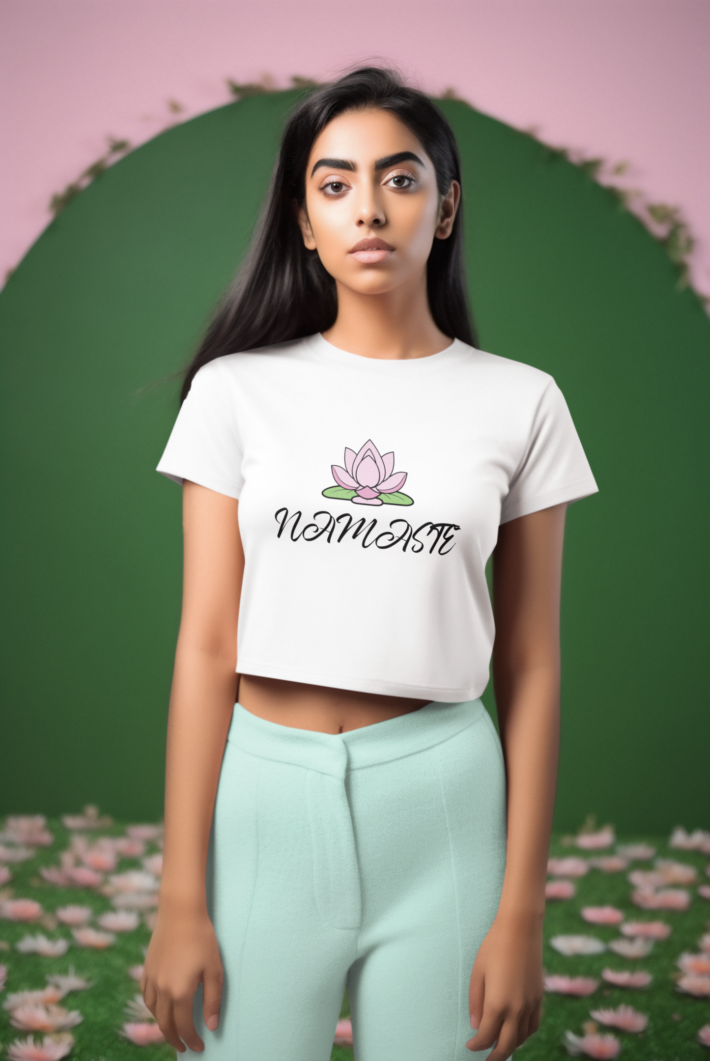 Ladies Cropped T-Shirt, Namaste