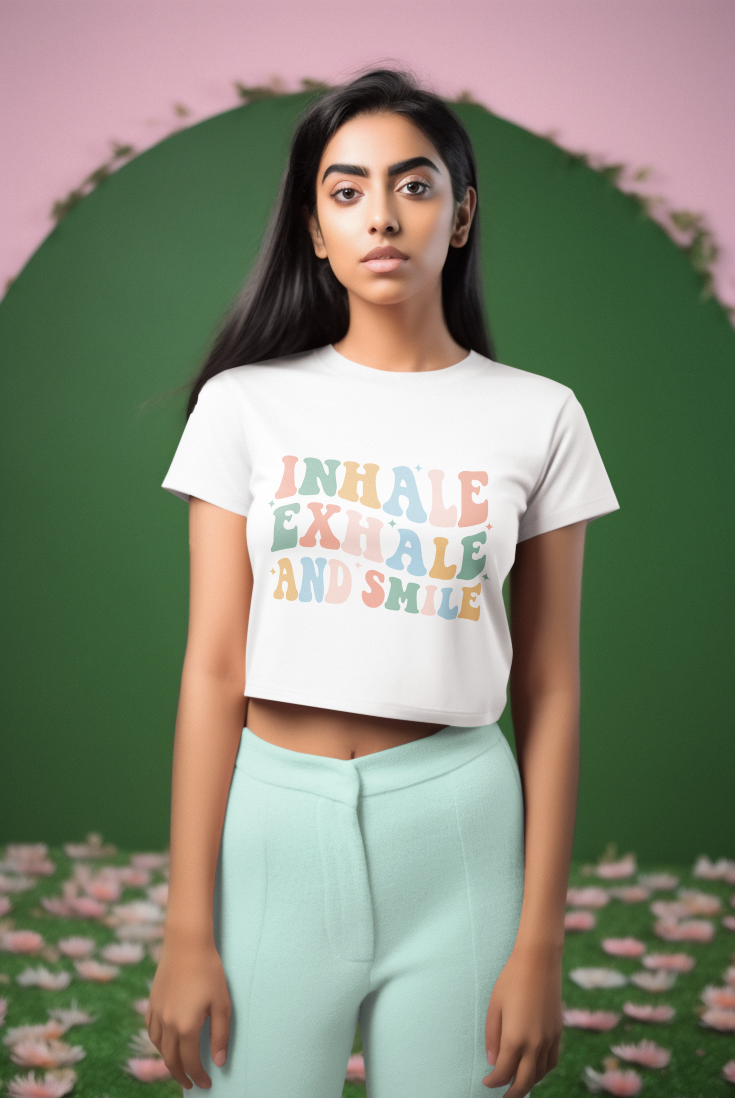 Ladies Cropped T-Shirt, Inhale
